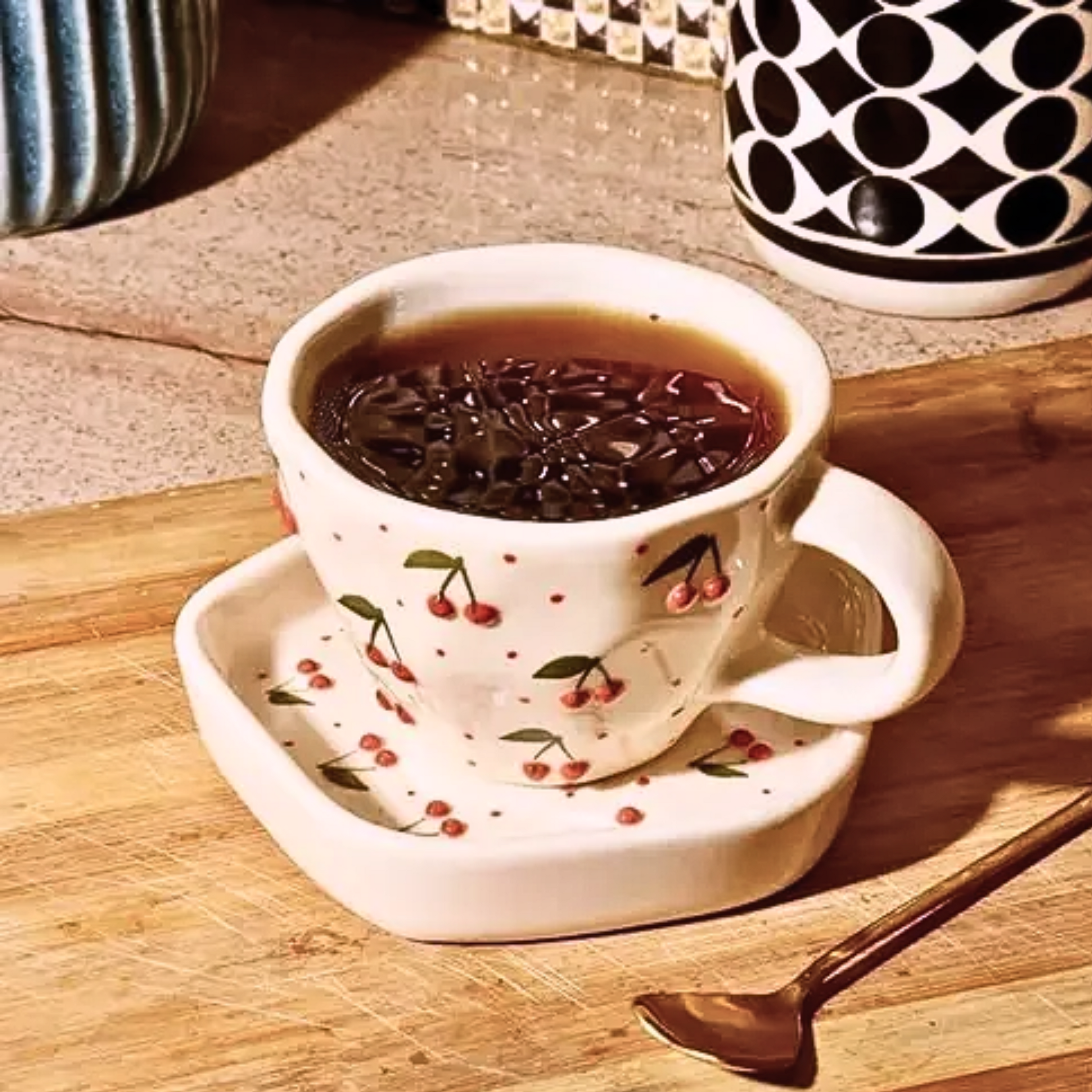 Charming Cherry Cup & Saucer Set