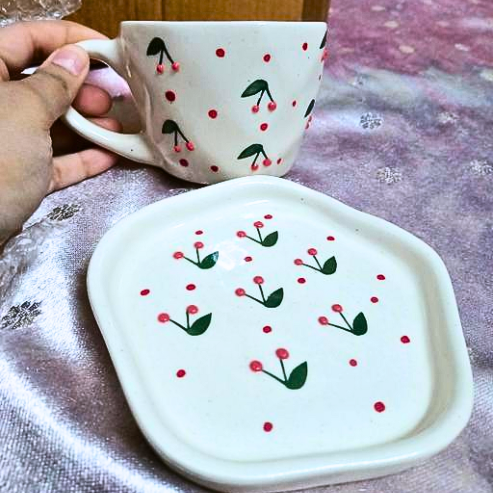 Charming Cherry Cup & Saucer Set