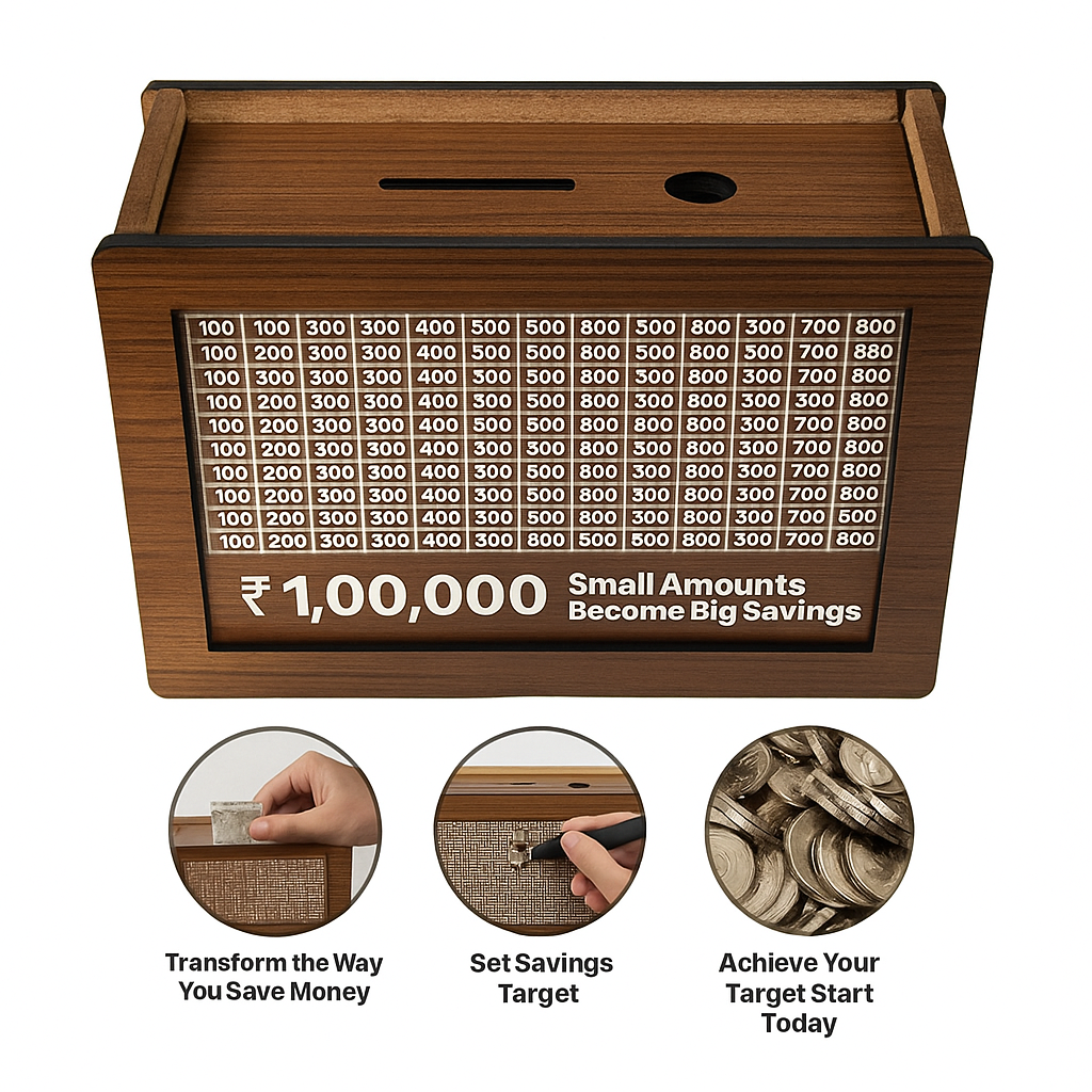 Your Next ₹1 Lakh – Premium Wooden Bank for Smart Saving